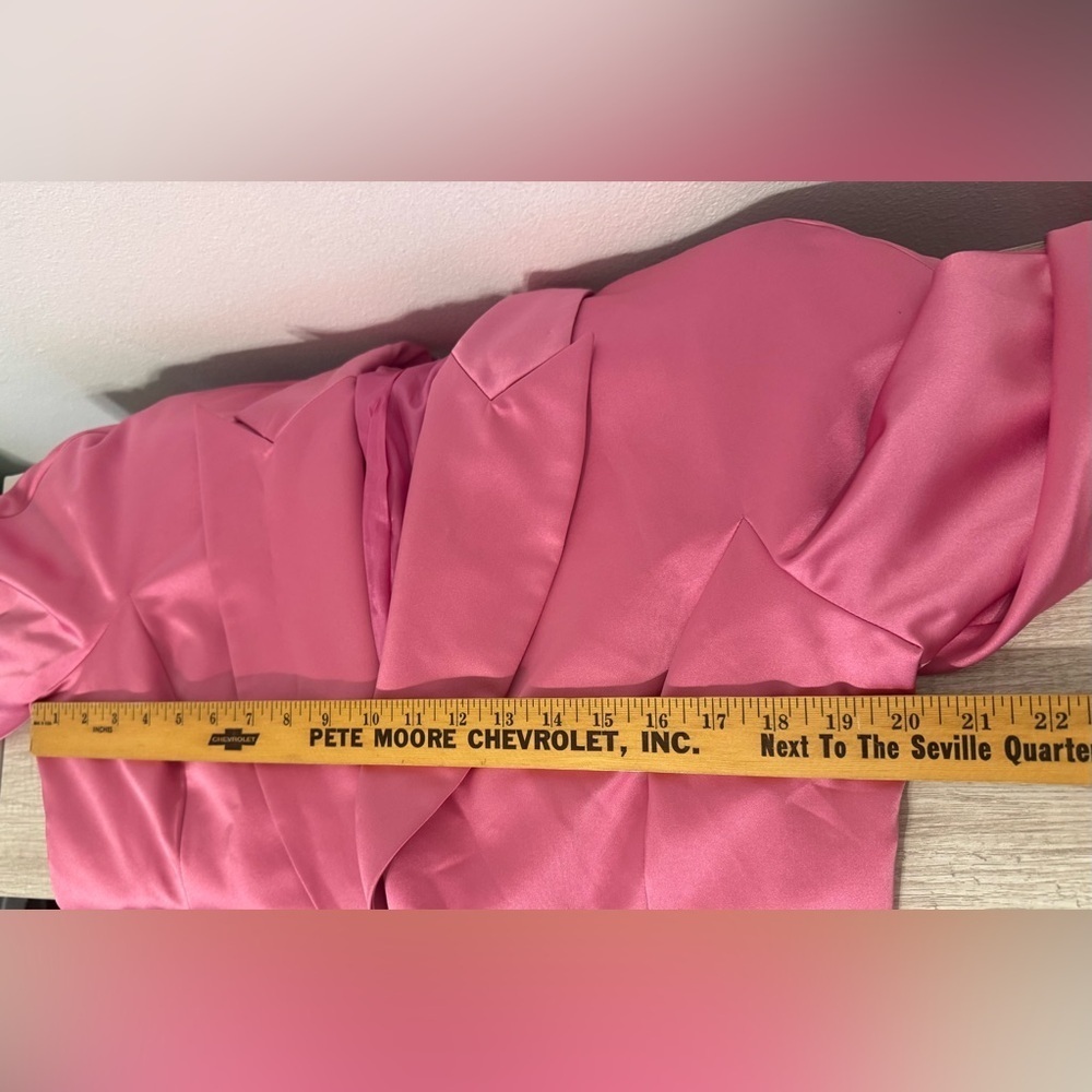 1980s Vintage Christian Dior Bubblegum Pink Satin Cinched Blazer Jacket NO SIZE - Picture 6 of 9